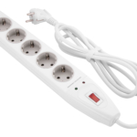 Power strip with surge protector 2E 5xType F, 3×1.5mm2, 16A, 2m, white