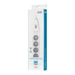 Power strip with surge protector 2E 5xType F, 3×1.5mm2, 16A, 2m, white