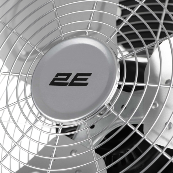 Вентилятор підлоговий 2E PowerWind 45C професійний, 45см, 100Вт, кнопки, двигун мідь 100%, срібний