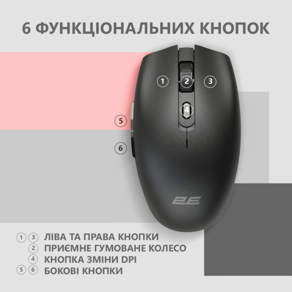 Мышь 2E MF2030 Rechargeable, WL, чёрный