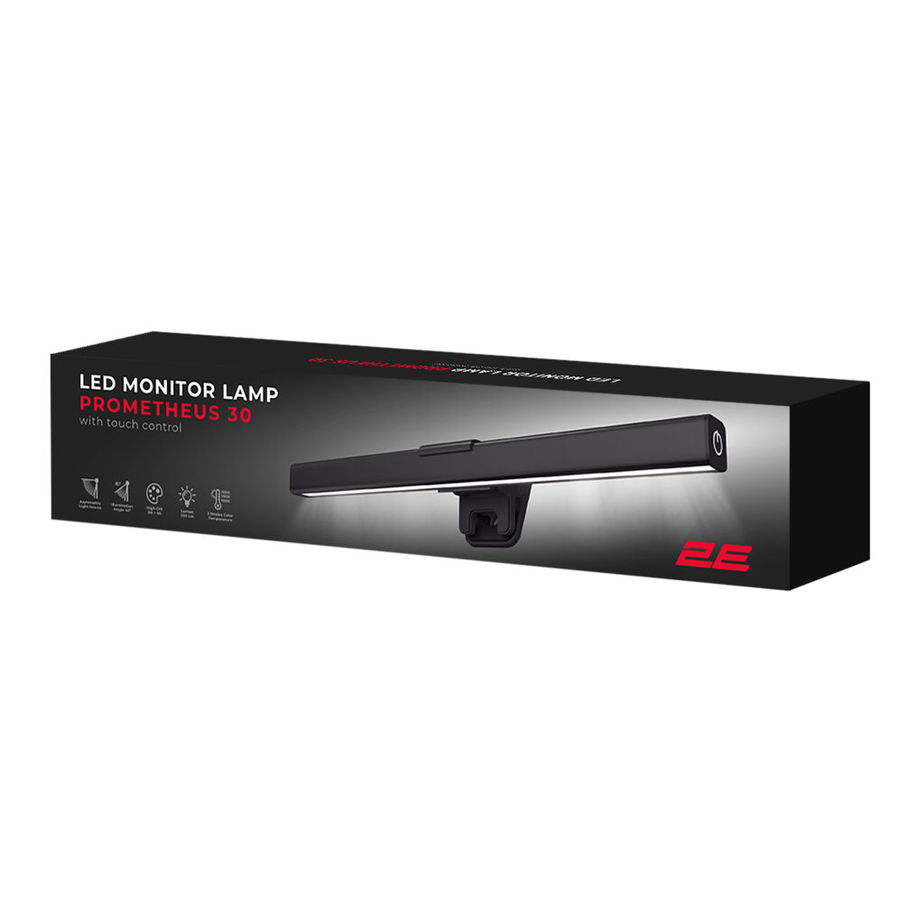 2E Monitor Lamp PROMETHEUS 30 5W 3000-6000K USB-A/USB-C, black