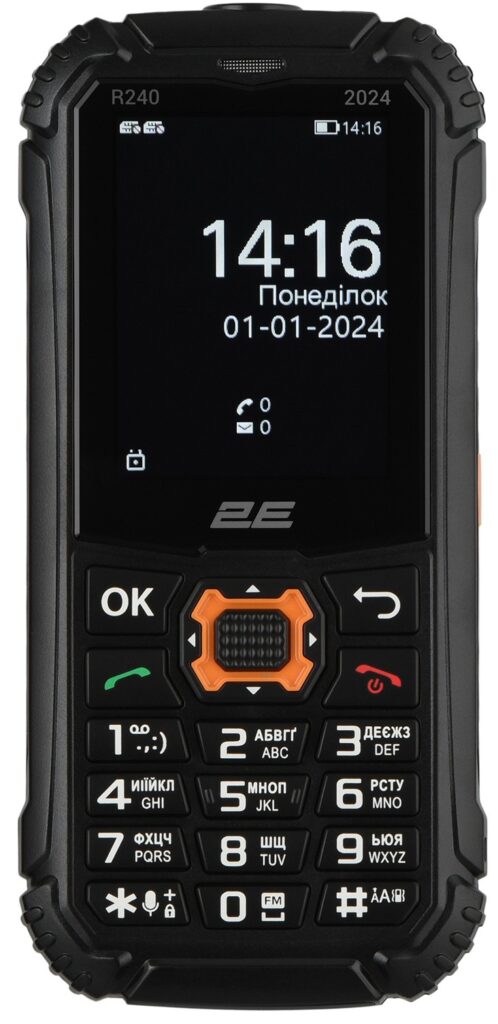 Мобільний телефон 2E R240 2025 2.4″ 2SIM, 2500мА•год, чорний