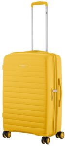 2E Suitcase Middle, Aero, polypropylen, 63/78 L, TSA, 4 wheels, EXP, amber yellow