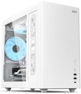 2E PC case Credo Plus V350WG without PSU, 1xUSB3.0, 1х USB 2.0, 1xUSB Type-C, 3x120mm, VGA 350mm, LCS ready, TG Side Panel, mATX, white