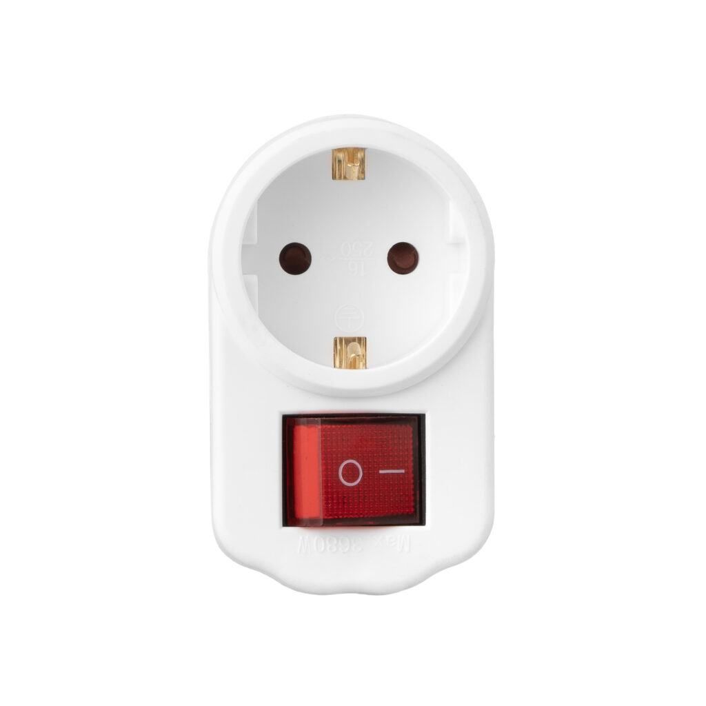 2E power adapter with power button 1xType F, 16A, white