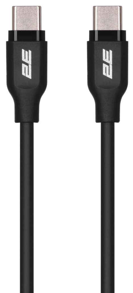 Кабель 2E USB-C – USB-C, Glow, 60W, 1m, black