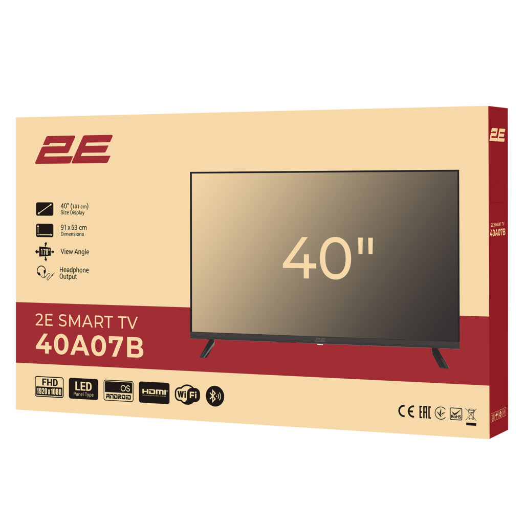 Телевізор 40″ 2E LED FHD 60Hz Smart Android Black