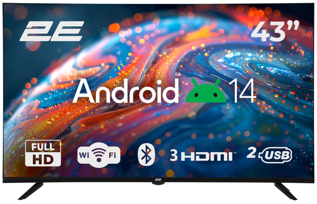 Телевізор 43″ 2E LED FHD 60Hz Smart Android Black