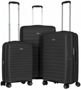 Набір валіз 2E, Aero, поліпропілен, (L+M+S), TSA, 4 колеса, EXP, чорний
