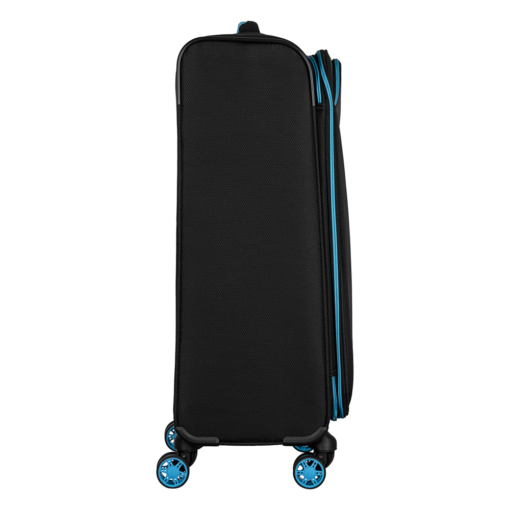 2E Suitcase Middle, Trek, polyester, 64/78 L, TSA, 4 wheels, EXP, black