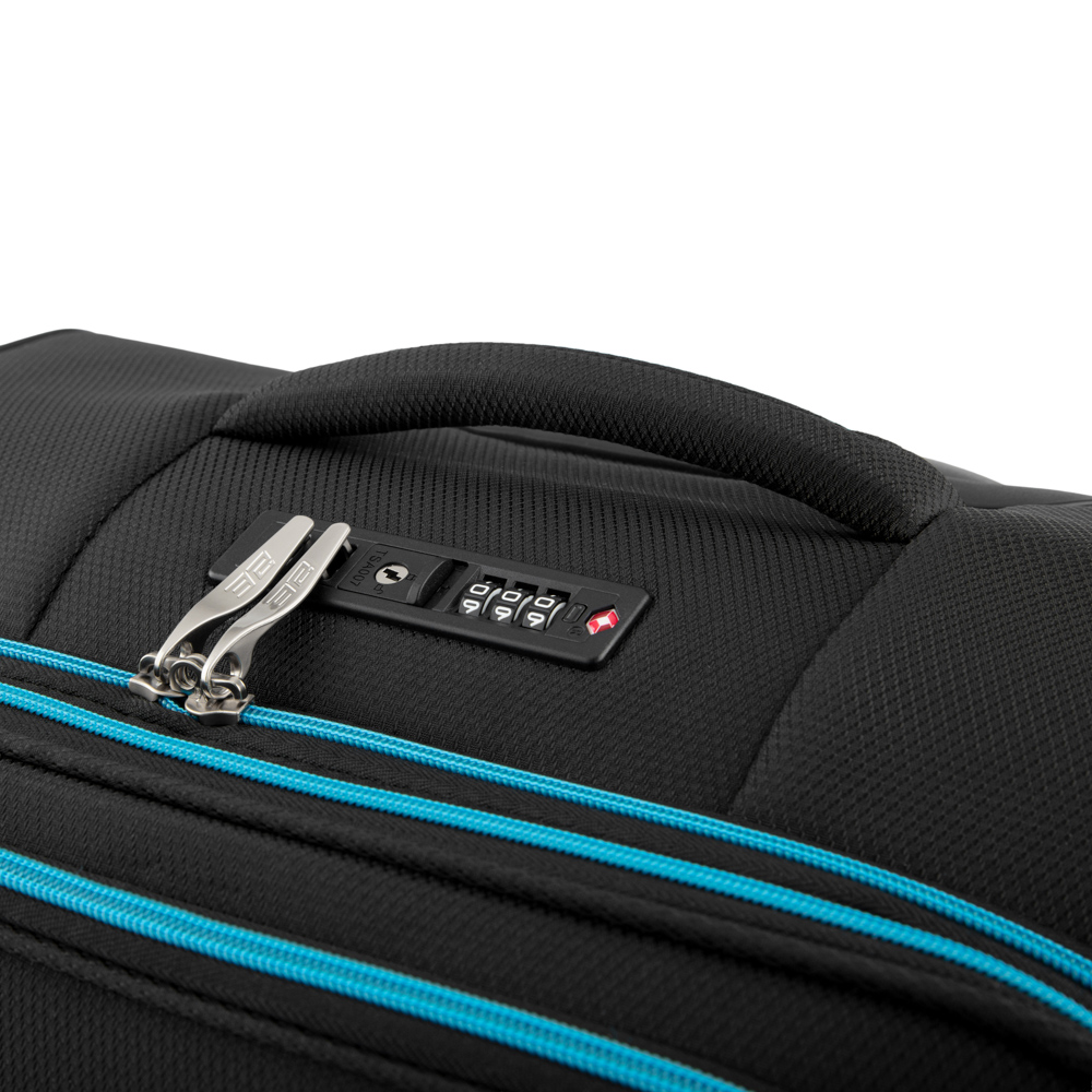 2E Suitcase Middle, Trek, polyester, 64/78 L, TSA, 4 wheels, EXP, black