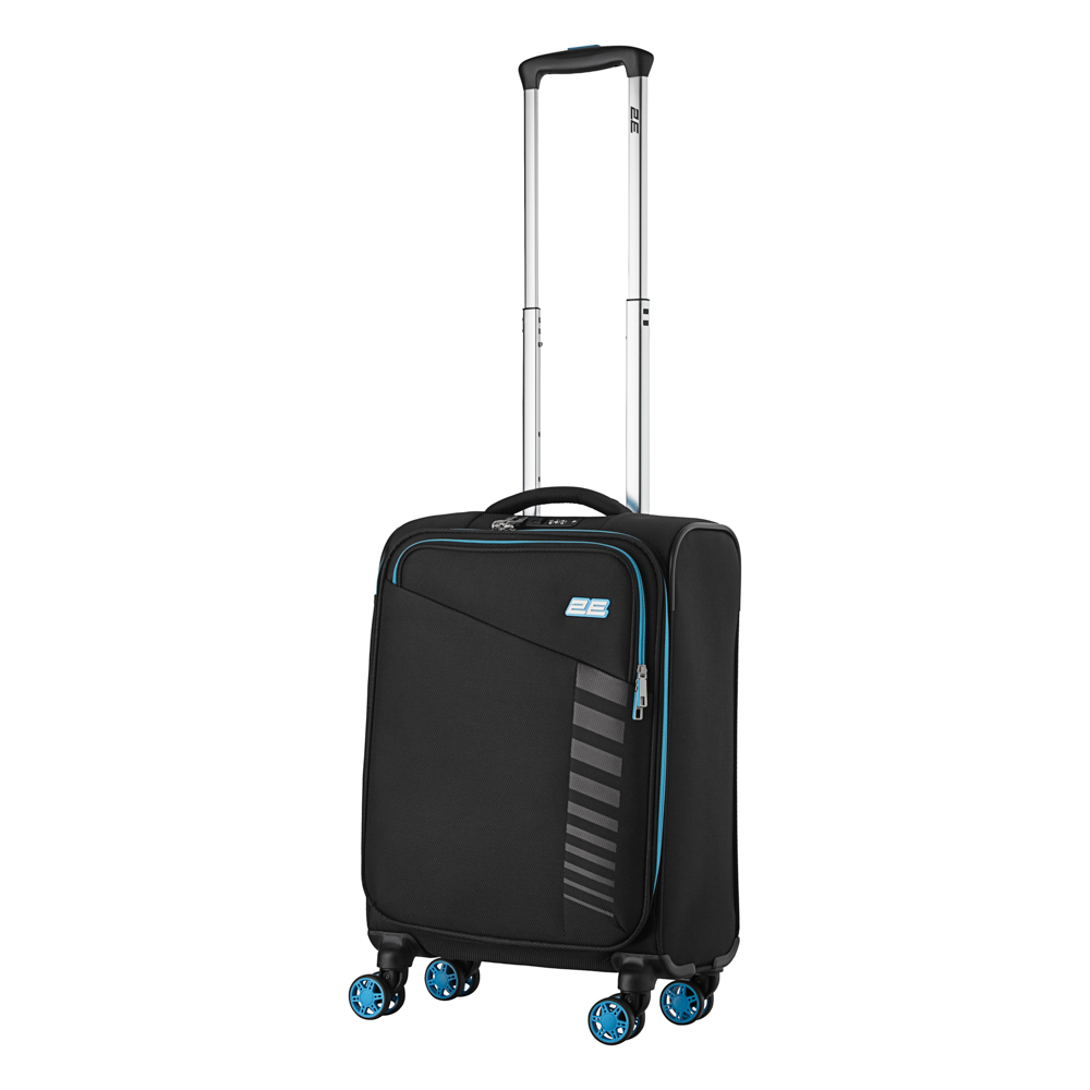 2E Suitcase Small, Trek, polyester, 35L, TSA, 4 wheels, black