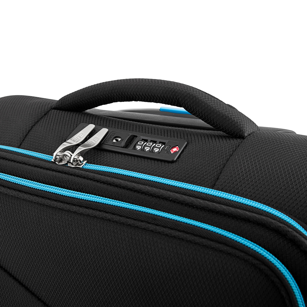 2E Suitcase Small, Trek, polyester, 35L, TSA, 4 wheels, black