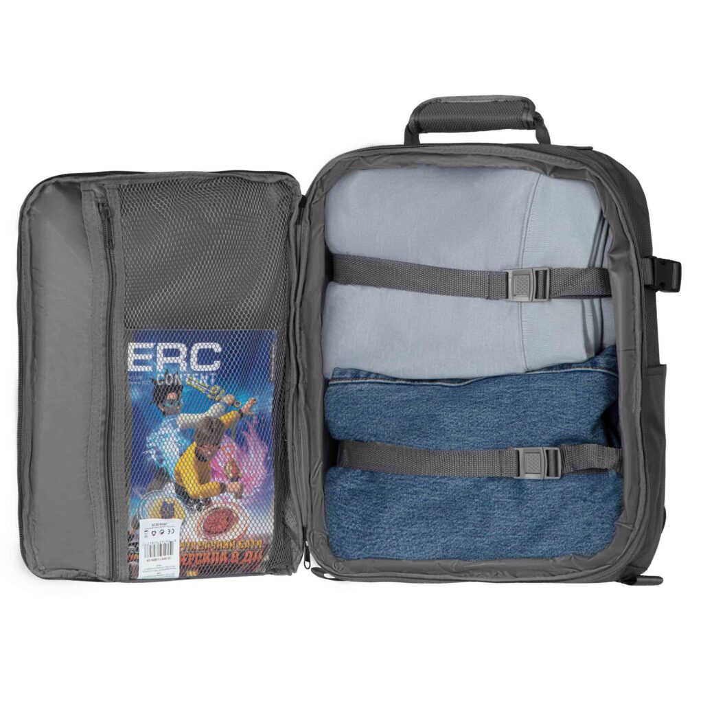 2E Travel backpack, Cabin size, polyester, EXP, 17/23l, with compartment for 16″ laptop, grey