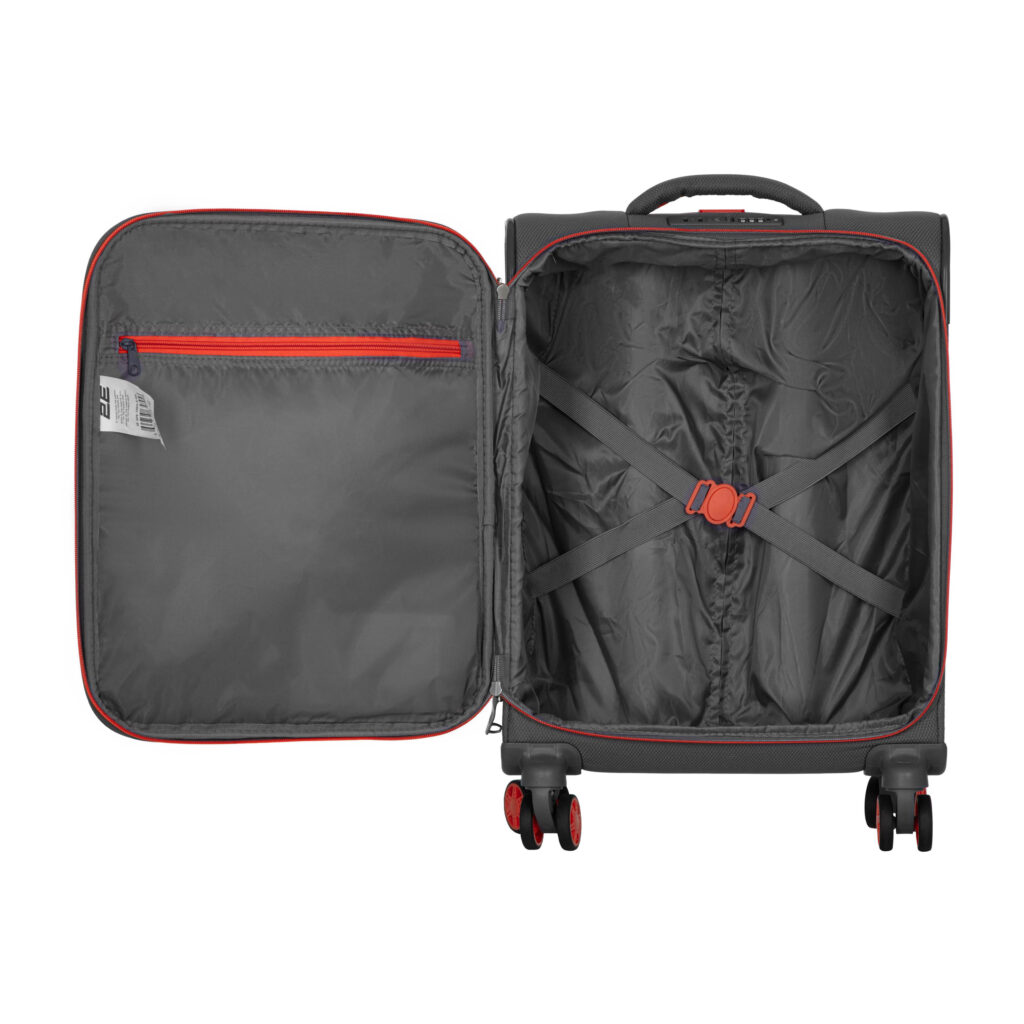 Валіза 2E, Trek, поліестер, мала, 35л, TSA, 4 колеса, сірий