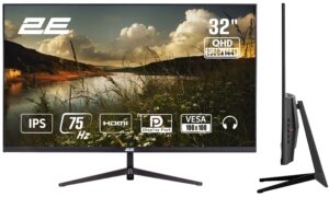 Монитор 2E 31.5″ D3224B 2xHDMI, DP, IPS, 2560×1440, 75Hz, 5ms, FreeSync