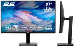 Монитор 2E 27″ N2723B D-Sub, HDMI, IPS, 75Hz, Pivot