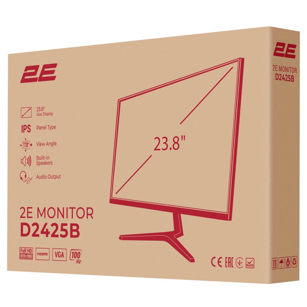 Monitor 2E 23.8″ D2425B D-Sub, HDMI, MM, IPS, 100Hz, FreeSync