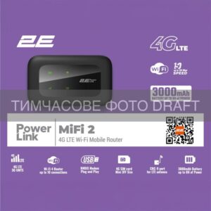 Mobile router 2E PowerLink (MiFi-2 2025) N150, LTE, Wi-Fi4, 1xType-C, 1xCRC9, 3000mAh black