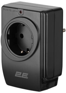 Адаптер сетевой 2E 1xТипF, 16A, 2xUSB-A, фильтр, чёрный