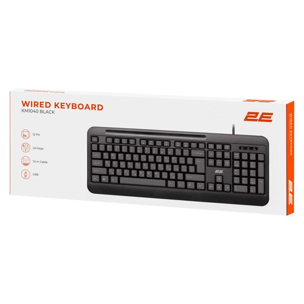 2E Keyboard membrane KM1040 104key, USB-A, EN/UK, black
