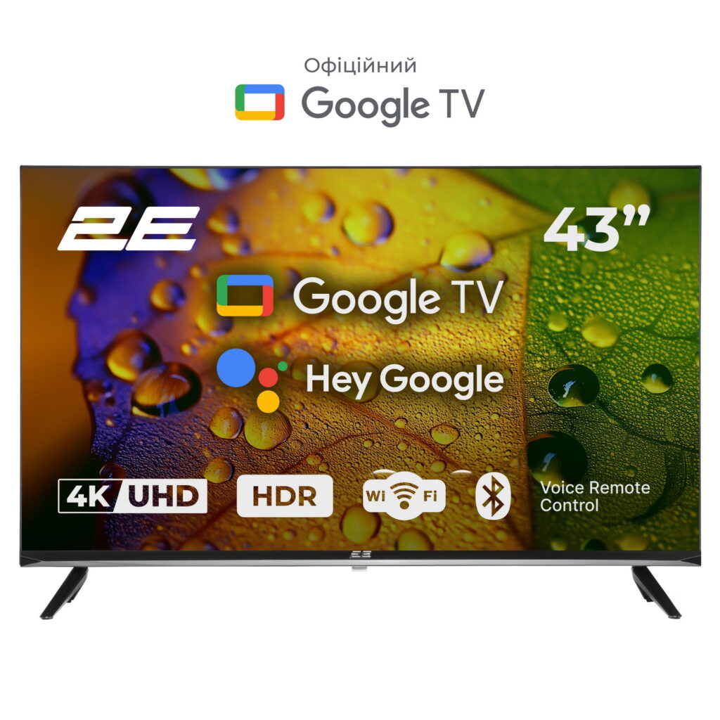 Телевізор 43″ 2E LED 4K 60Hz Smart Google TV Black