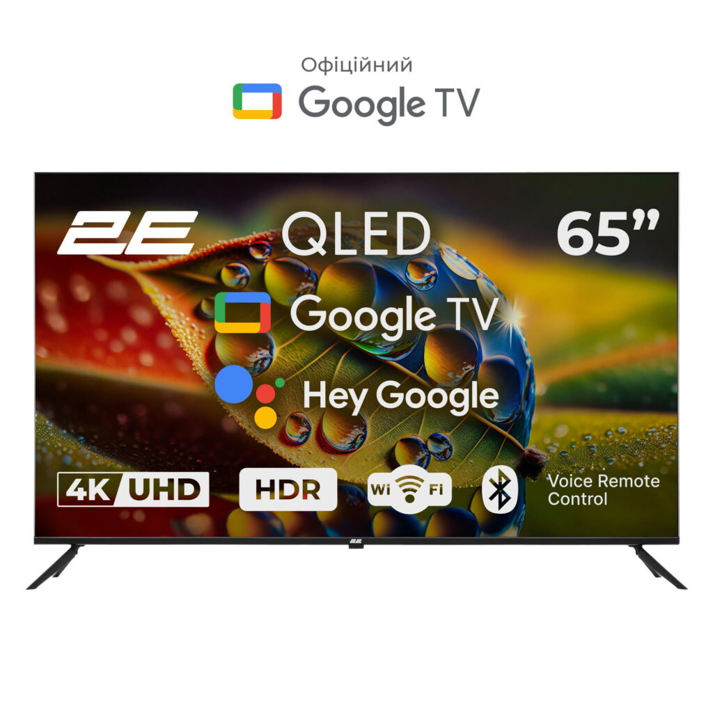 Телевизор 65″ 2E QLED 4K 60Hz Smart Google TV Black