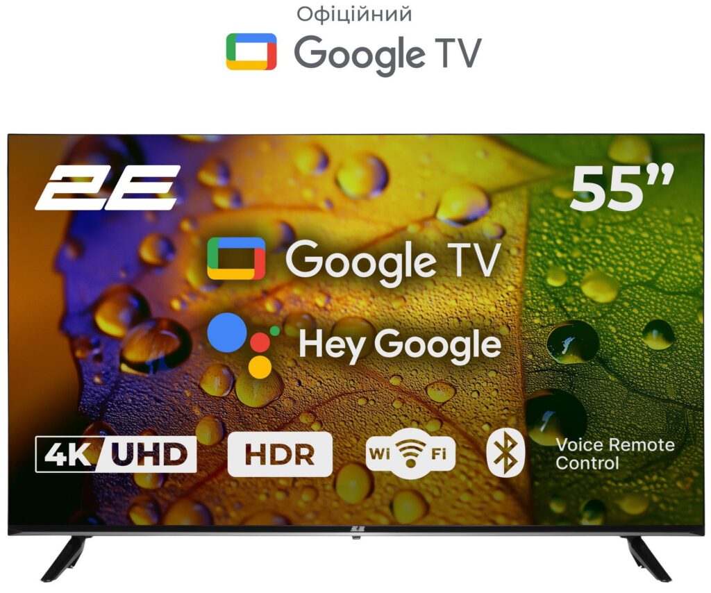 Телевизор 55″ 2E LED 4K 60Hz Smart Google TV Black