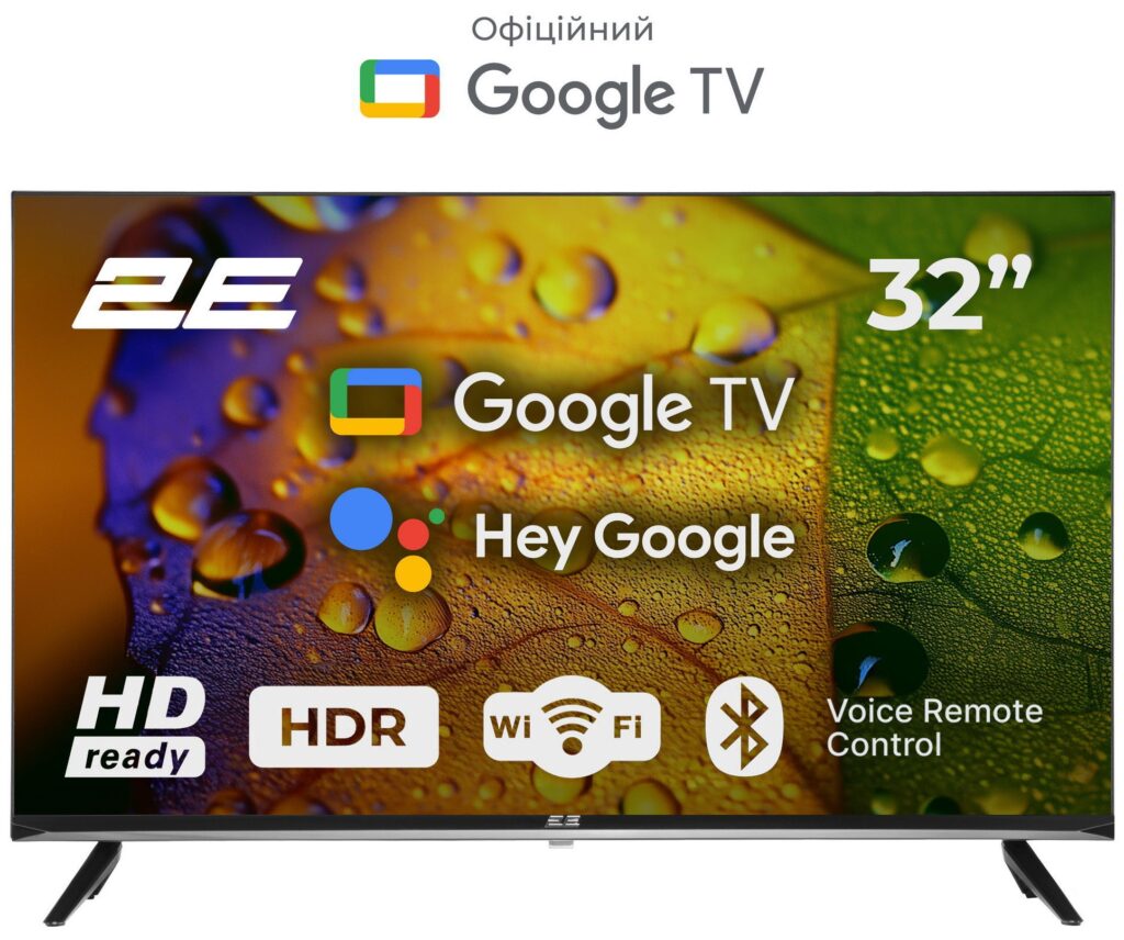 Телевизор 32″ 2E LED HD 60Hz Smart Google TV Black