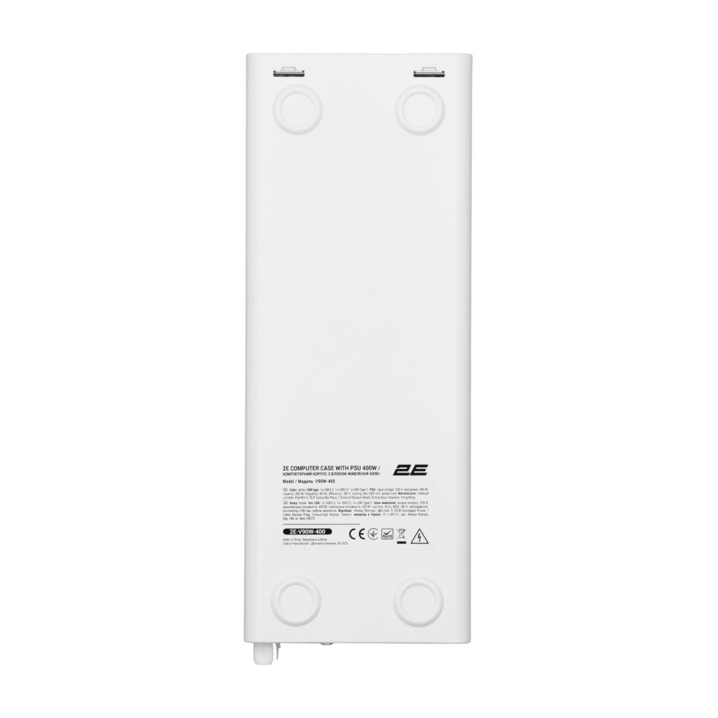Корпус 2E Credo Slim V90W-400 з БЖ 2E TFX400, 1xUSB3.0, 1х USB 2.0, 1xUSB Type-C, 2×90мм, VGA 220мм, mATX, білий