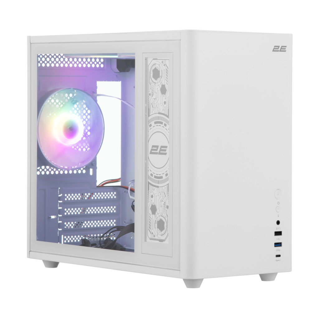 Корпус 2E Credo Plus V350WG без БП, 1xUSB3.0, 1х USB 2.0, 1xUSB Type-C, 3×120мм ARGB, VGA 350мм, LCS ready, TG Side Panel, mATX, белый