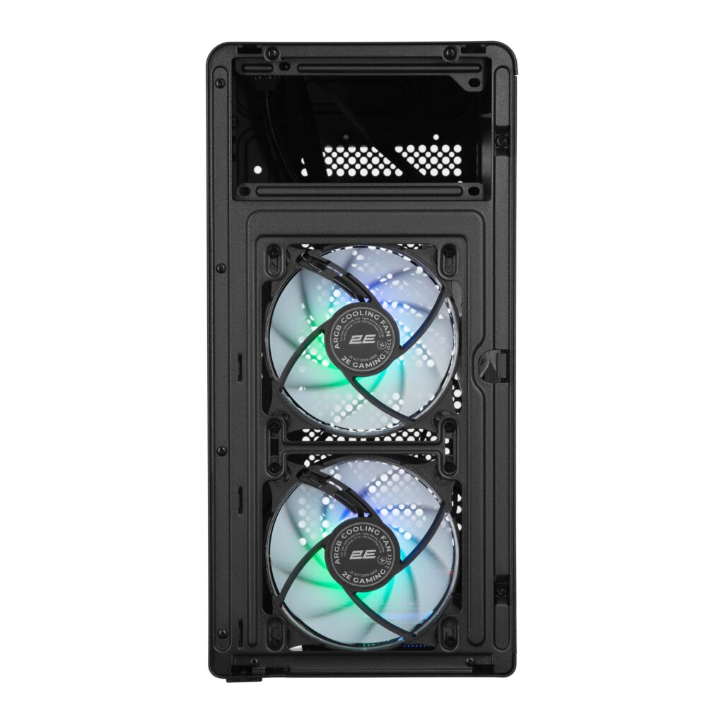 2E PC case 2E Credo Plus V350BG without PSU, 1xUSB3.0, 1х USB 2.0, 1xUSB Type-C, 3x120mm ARGB, VGA 350mm, LCS ready, controller with remote, TG Side Panel, mATX, black