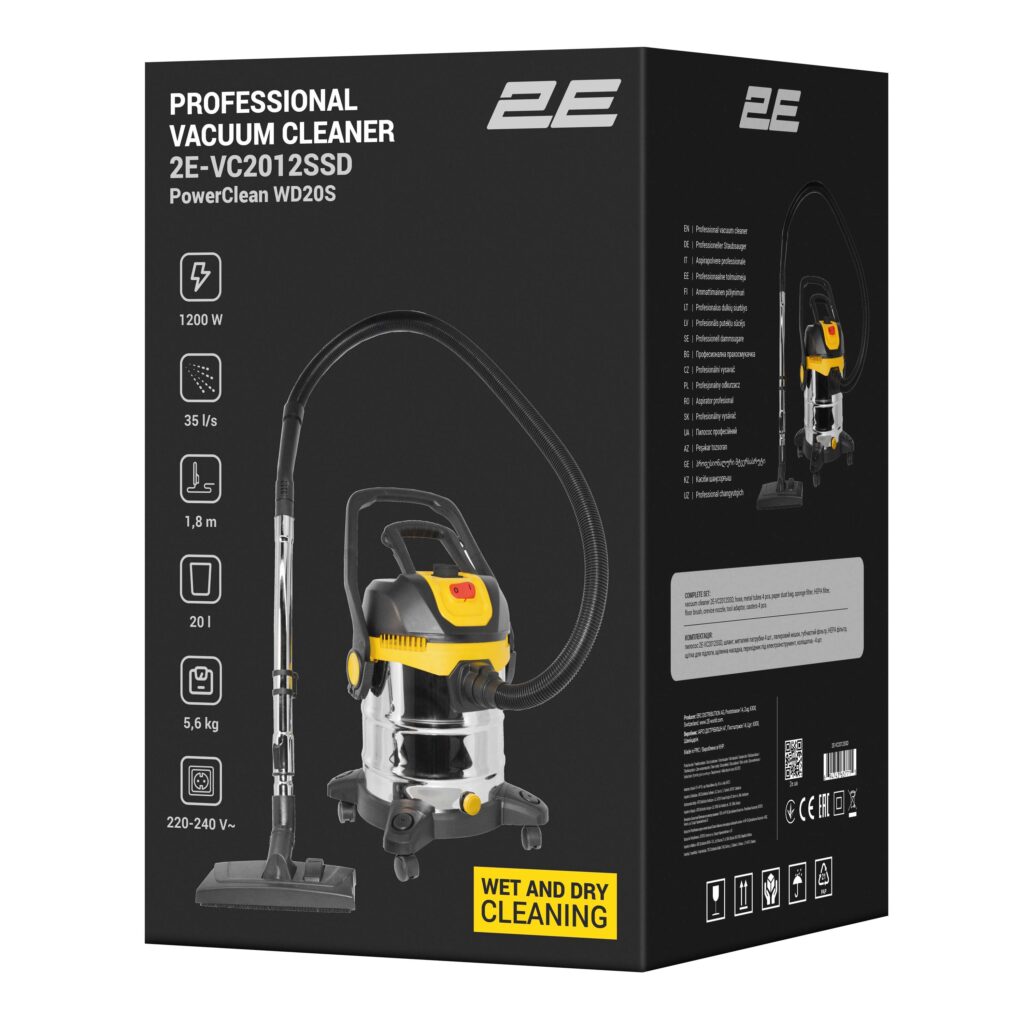 2E Professional vacuum cleaner PowerClean 20S 1200W 17kPa 20L container 220V/2000W wet/dry cleaning air blower function IPX4 5.6kg