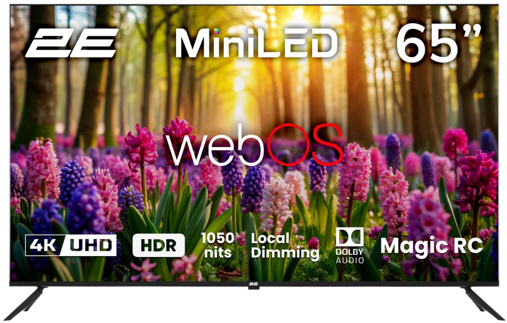 Телевізор 65″ 2E MiniLED 4K 60Hz Smart WebOS Black