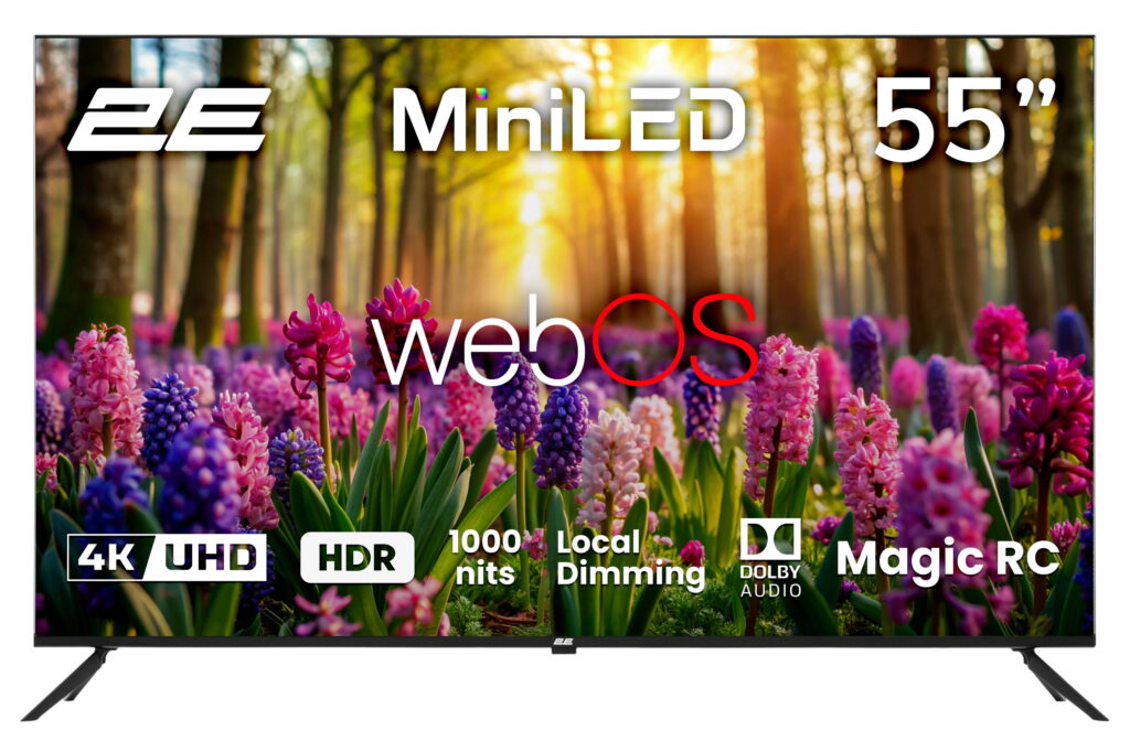 Телевізор 55″ 2E MiniLED 4K 60Hz Smart WebOS Black