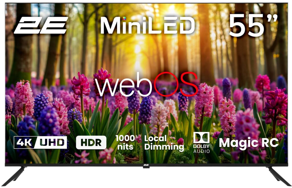 Телевізор 55″ 2E MiniLED 4K 60Hz Smart WebOS Black
