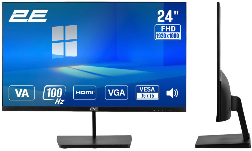 Монітор 2E 23.8″ B2425B D-Sub, HDMI, MM, VA, 100Hz, FreeSync