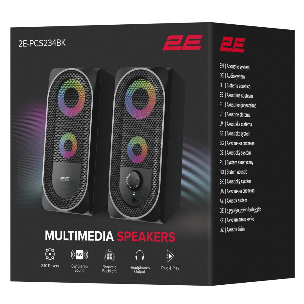 Multimedia speaker 2E PCS234 RGB, 2.0, USB, Black