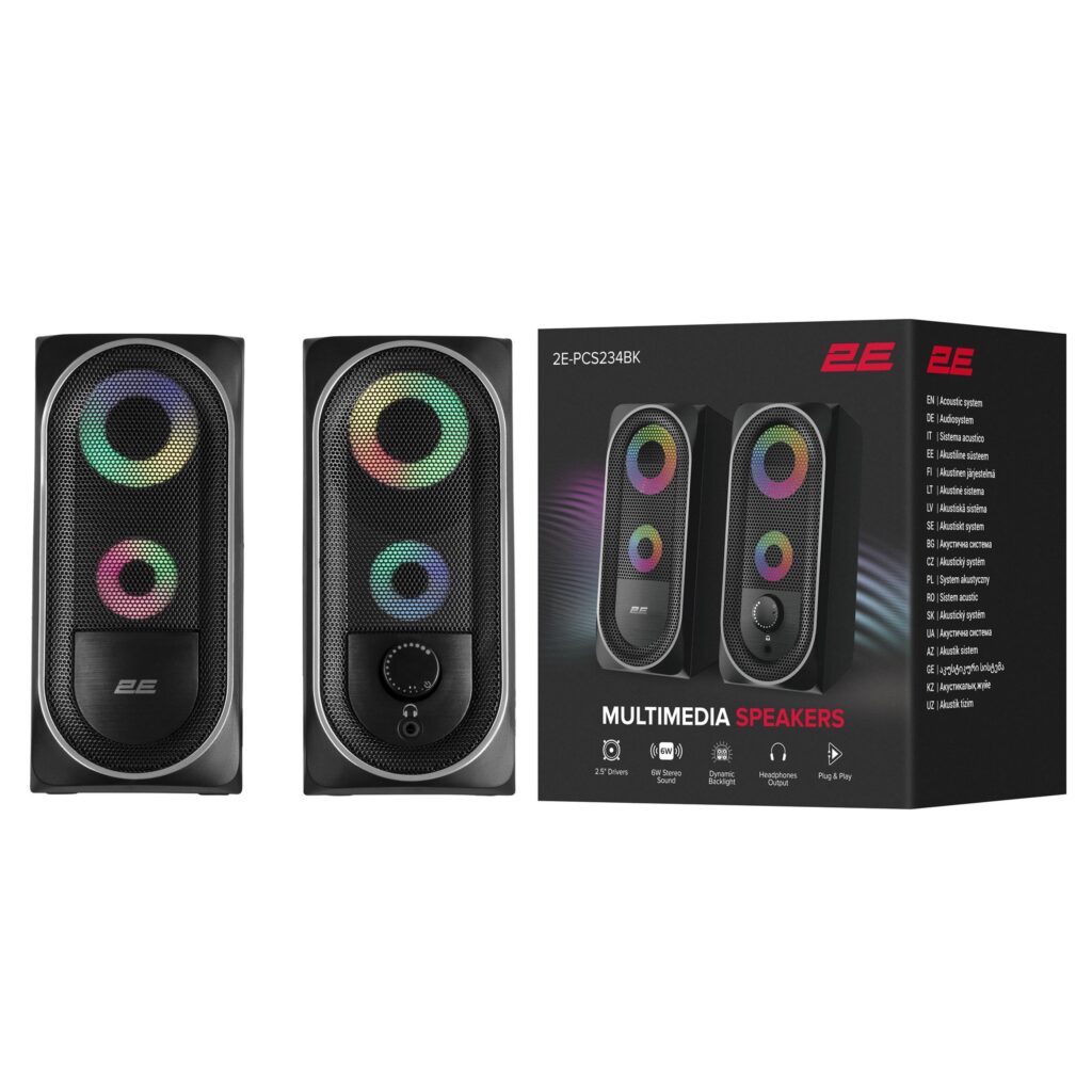 Multimedia speaker 2E PCS234 RGB, 2.0, USB, Black