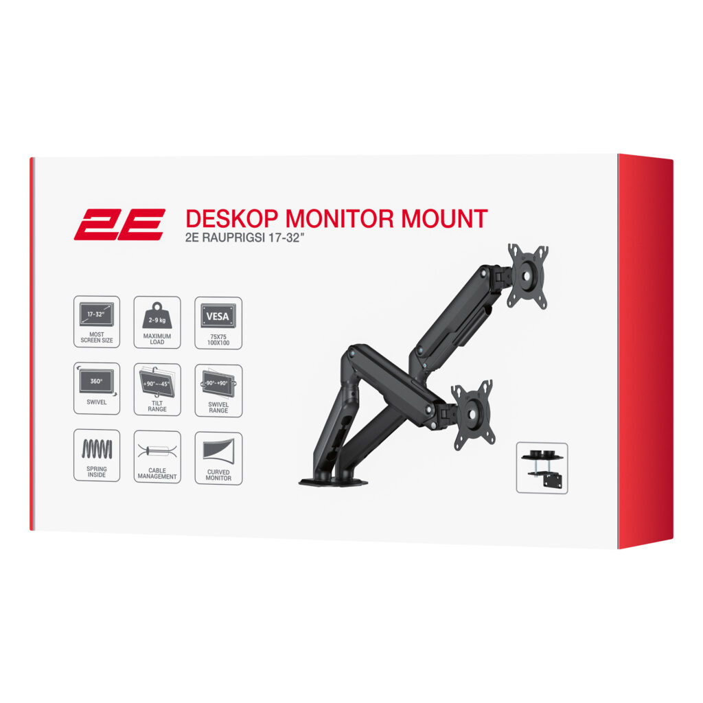 Desktop Monitors Mount 2E Rauprigsi, 19″- 32″, 2х8kg