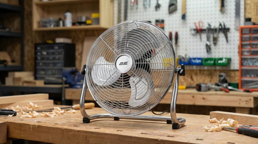 2E Floor fan PowerWind 35C professional, 35cm, 65W, buttons, motor 100% copper, silver