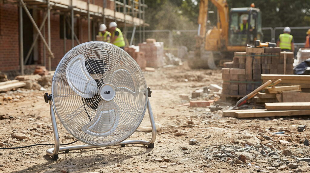 2E Floor fan PowerWind 45C professional, 45cm, 100W, buttons, motor 100% copper, silver