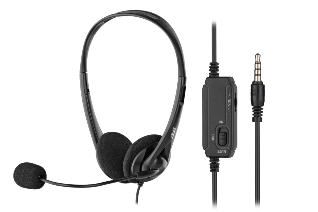 PC headset stereo On-ear 2E CH11 mini-jack, omni-mic, 1.2m, black