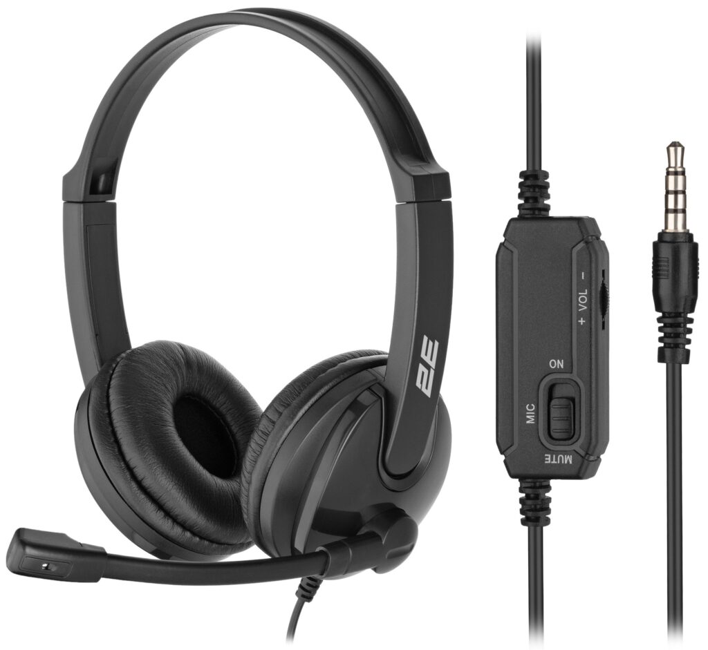 Гарнитура ПК стерео On-ear 2E CH12 mini-jack, omni-mic, 1.2м, черный
