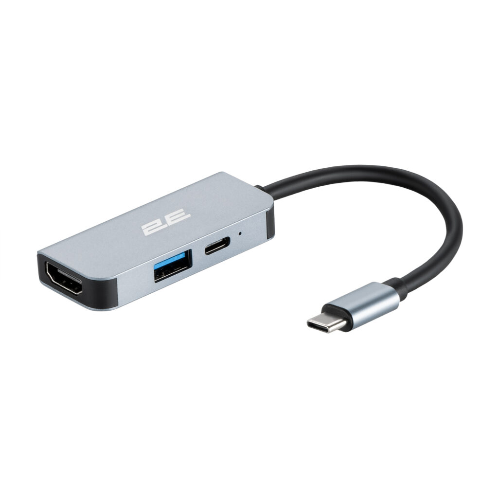 2E Hub USB-С > USB-A 3.0/USB-C PD/HDMI, 0.14m, silver