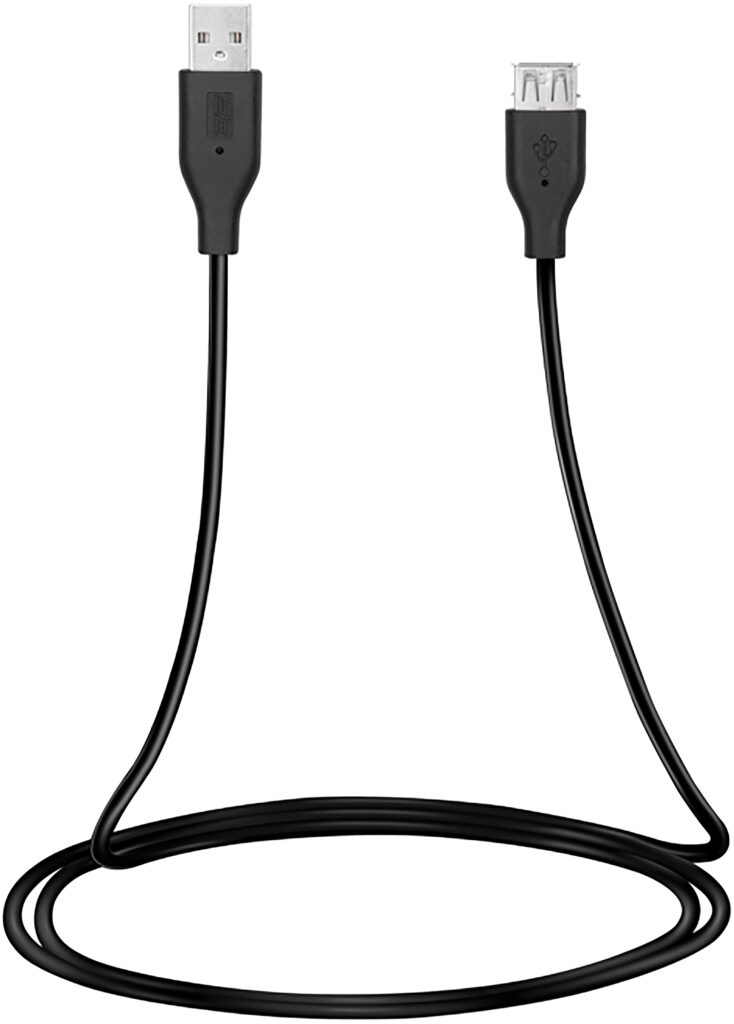 2E Cable USB 2.0 (AM/AF) 1.8m Black