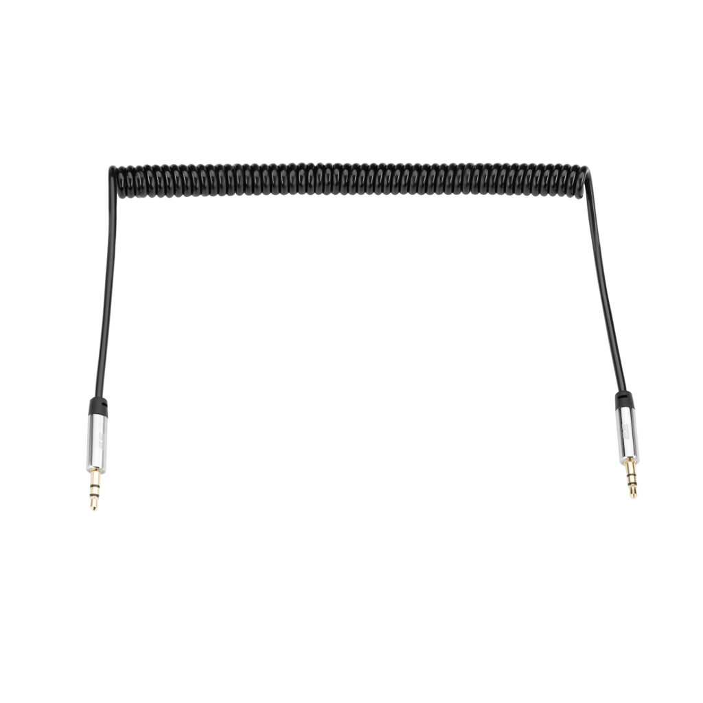 2E Cable audio jack 3.5mm-M Coiled 1.8m Black