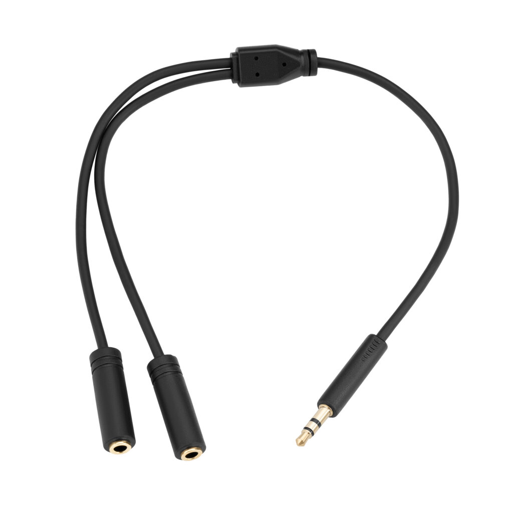 2E Cable jack 3.5 > 2хjack 3.5 (M/F) 2E, 0.30m, black