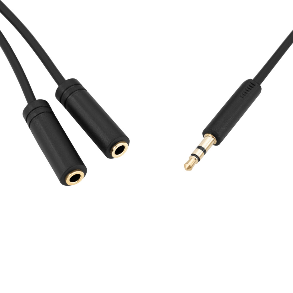 2E Cable jack 3.5 > 2хjack 3.5 (M/F) 2E, 0.30m, black