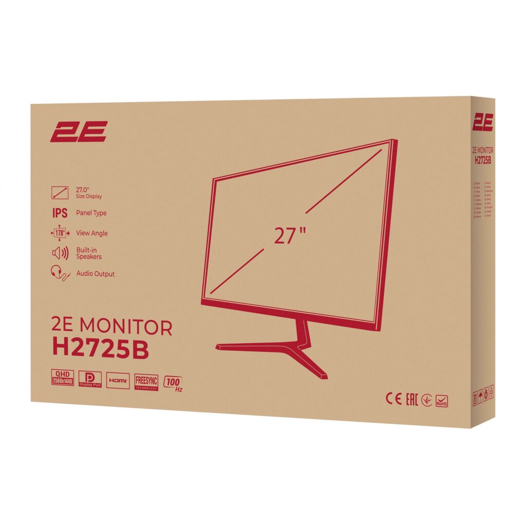 Monitor 2E 27″ H2725B HDMI, DP, MM, IPS, 2560×1440, 100Hz, FreeSync